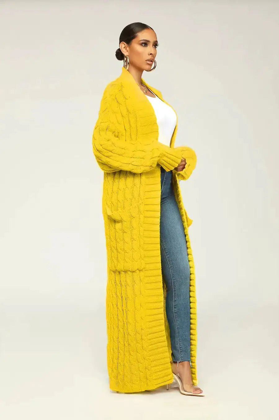 Drop Shoulder Maxi Sweater Cardigan - Arryna Clothing