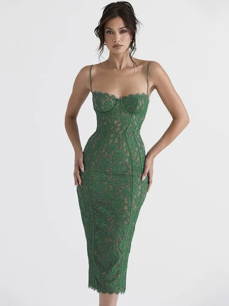 Elegant Backless Midi Dress - Arryna Clothing